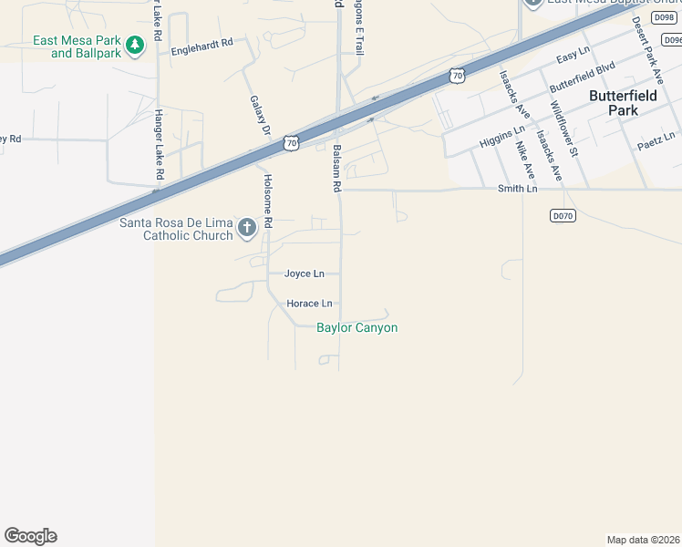 map of restaurants, bars, coffee shops, grocery stores, and more near 5135 Balsam Road in Las Cruces