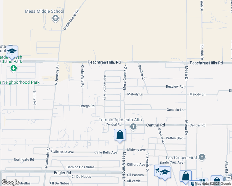 map of restaurants, bars, coffee shops, grocery stores, and more near 4981 Wendall Road in Las Cruces