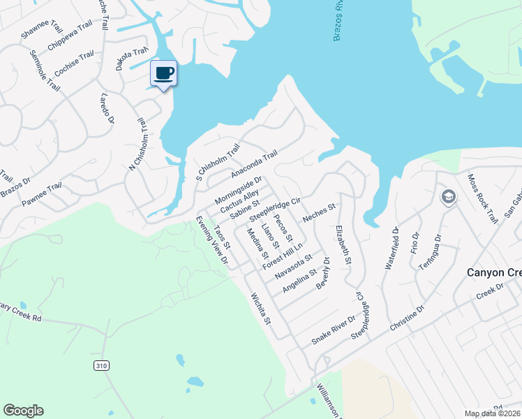 map of restaurants, bars, coffee shops, grocery stores, and more near 4705 Llano Street in Granbury