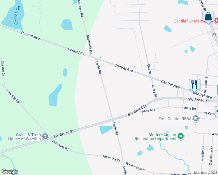 map of restaurants, bars, coffee shops, grocery stores, and more near 1190 Georgia 46 in Metter