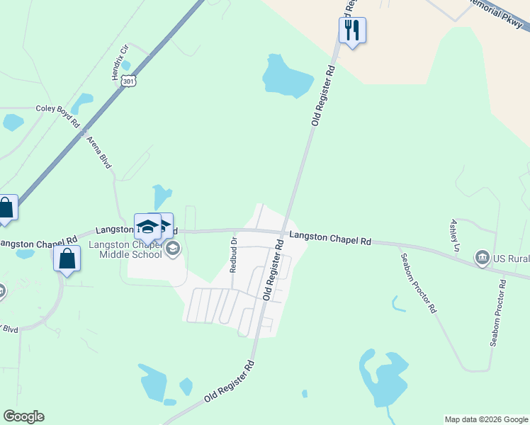 map of restaurants, bars, coffee shops, grocery stores, and more near 117 Tuscany Trail in Statesboro