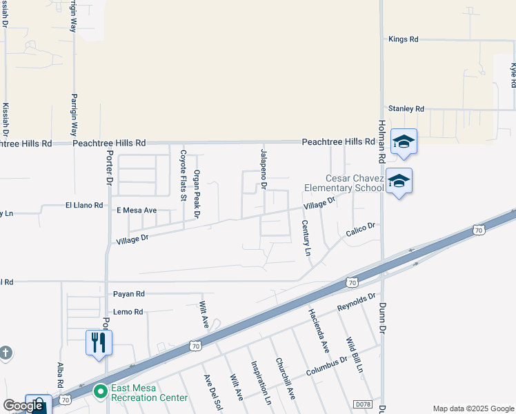 map of restaurants, bars, coffee shops, grocery stores, and more near 5830 Jalapeno Drive in Las Cruces
