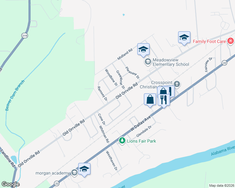 map of restaurants, bars, coffee shops, grocery stores, and more near 101 Cone Drive in Selma