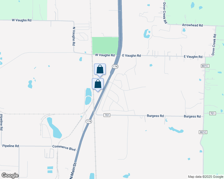 map of restaurants, bars, coffee shops, grocery stores, and more near 3115 North Main Street in Cleburne