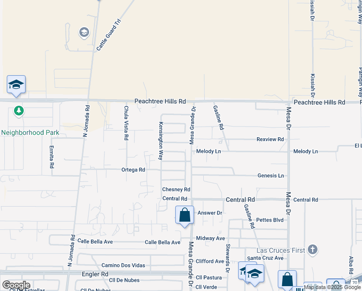 map of restaurants, bars, coffee shops, grocery stores, and more near 4992 Bosworth Road in Las Cruces