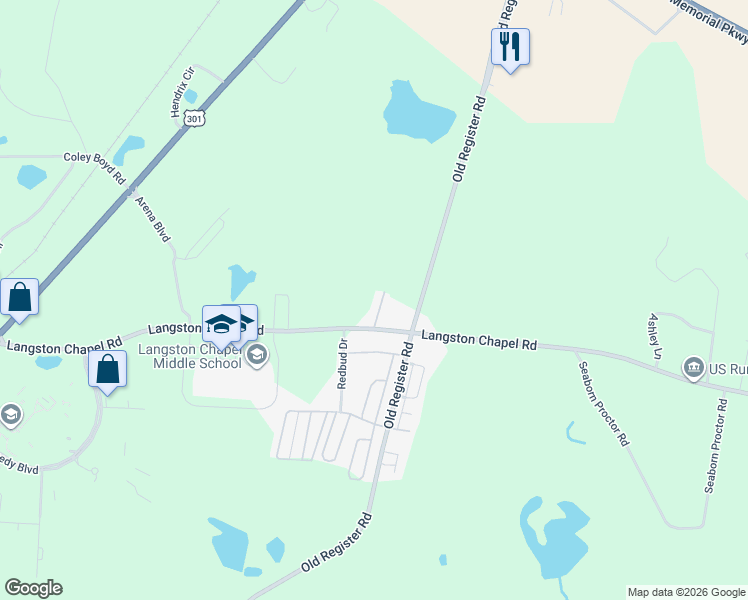 map of restaurants, bars, coffee shops, grocery stores, and more near 117 Tuscany Trail in Statesboro