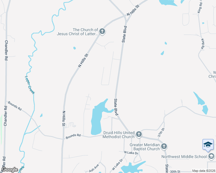 map of restaurants, bars, coffee shops, grocery stores, and more near 5825 40th Court in Meridian