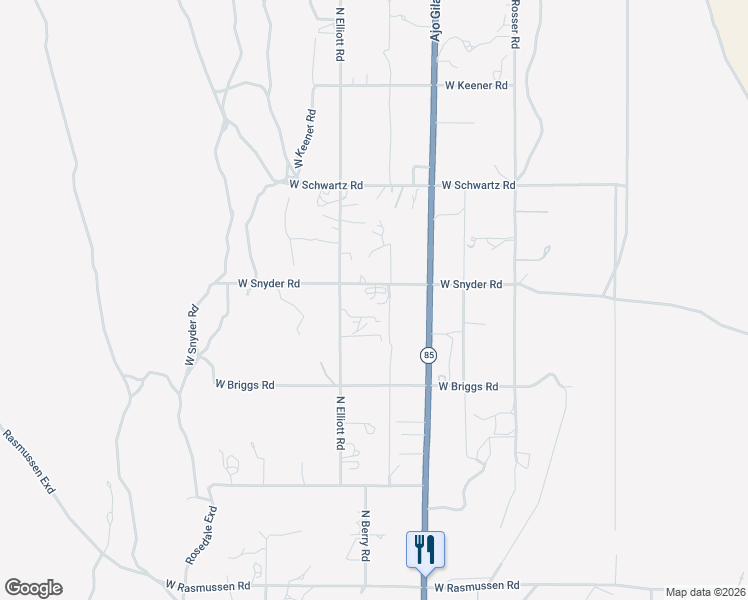 map of restaurants, bars, coffee shops, grocery stores, and more near 1161 West Snyder Road in Ajo