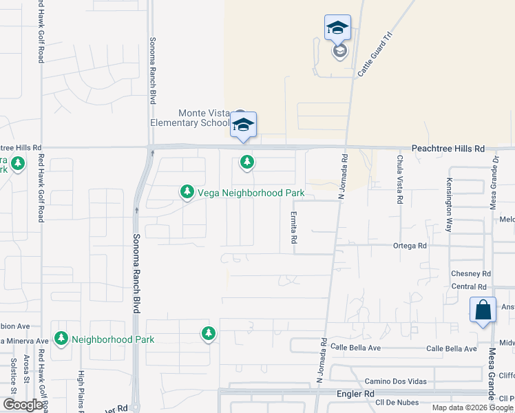map of restaurants, bars, coffee shops, grocery stores, and more near 7709 Silver Spur Street in Las Cruces