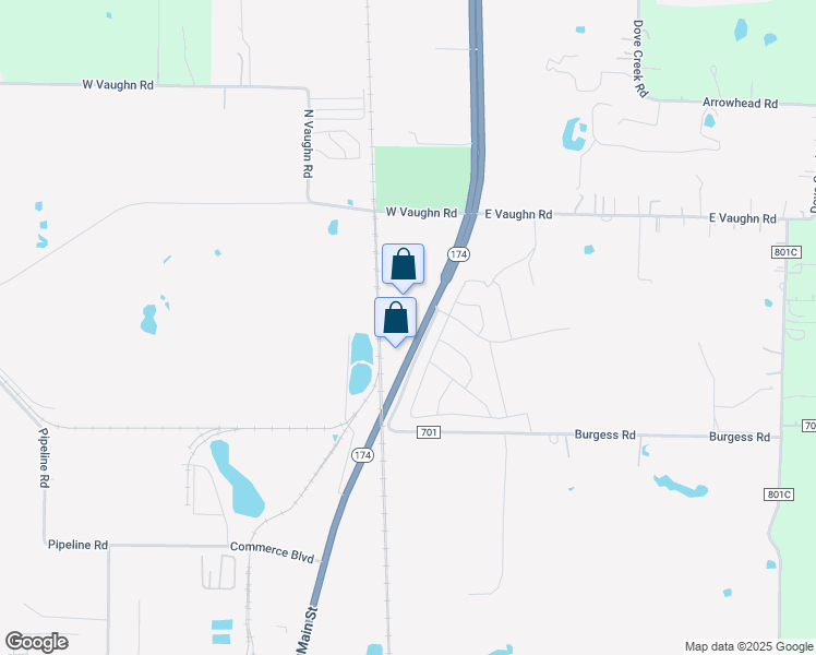map of restaurants, bars, coffee shops, grocery stores, and more near 3115 North Main Street in Cleburne