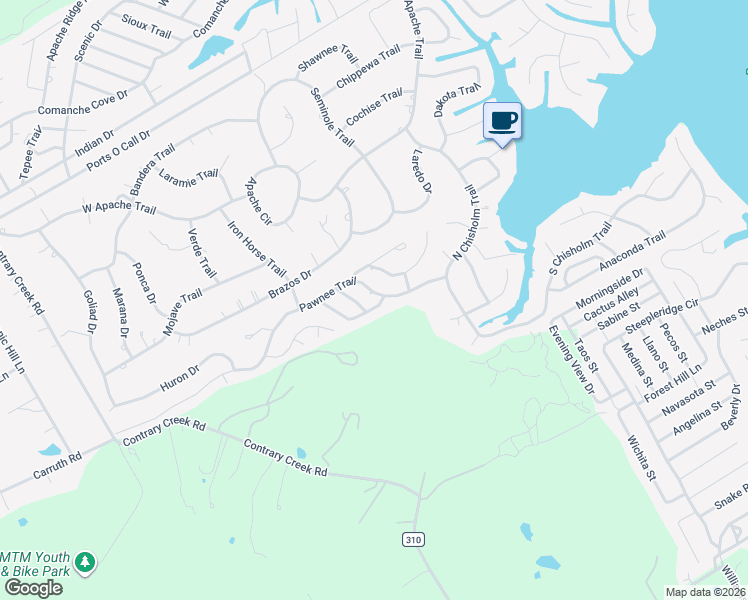 map of restaurants, bars, coffee shops, grocery stores, and more near 1213 Pawnee Trail in Granbury