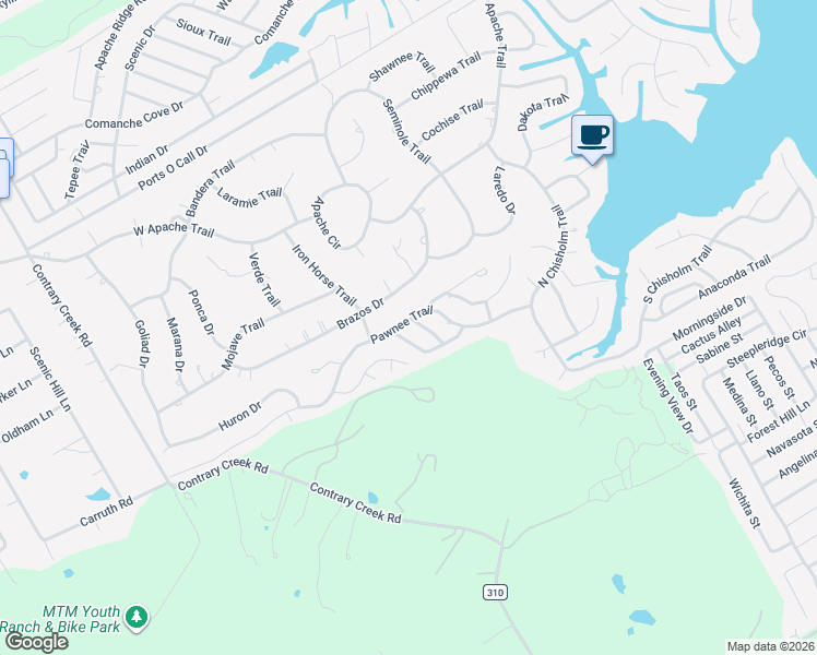map of restaurants, bars, coffee shops, grocery stores, and more near 1113 Pawnee Trail in Granbury
