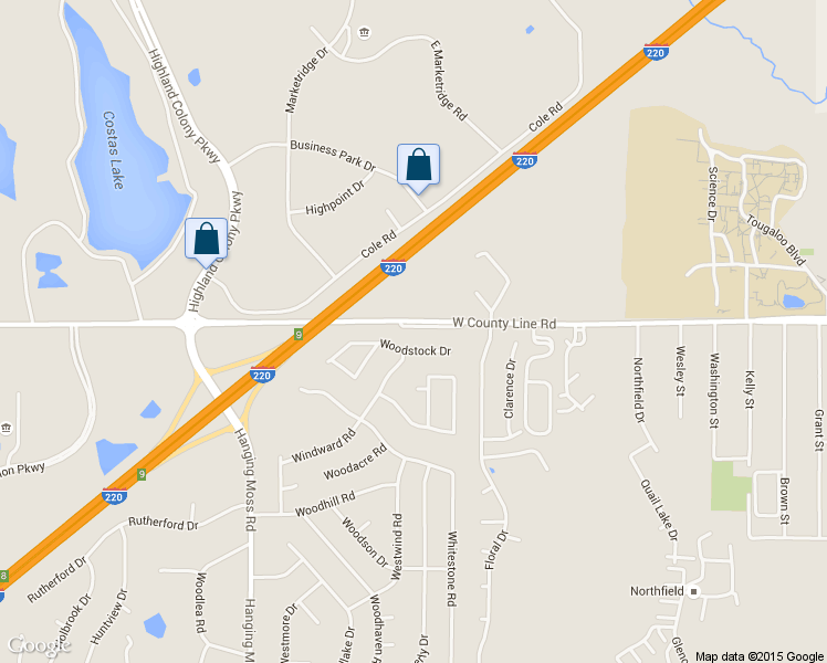map of restaurants, bars, coffee shops, grocery stores, and more near 3 West County Line Road in Jackson