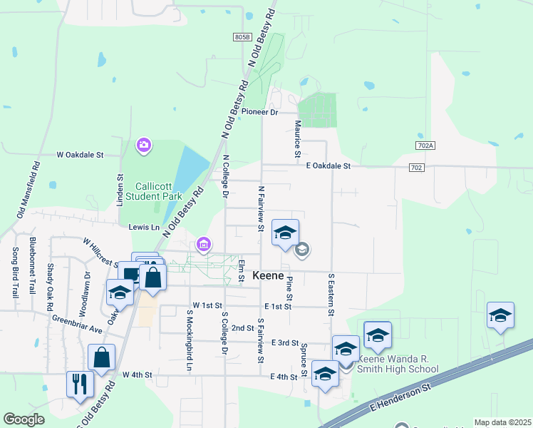 map of restaurants, bars, coffee shops, grocery stores, and more near 309 North Fairview Street in Keene