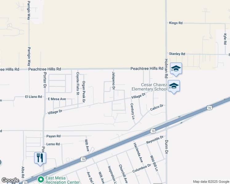 map of restaurants, bars, coffee shops, grocery stores, and more near 5830 Jalapeno Drive in Las Cruces