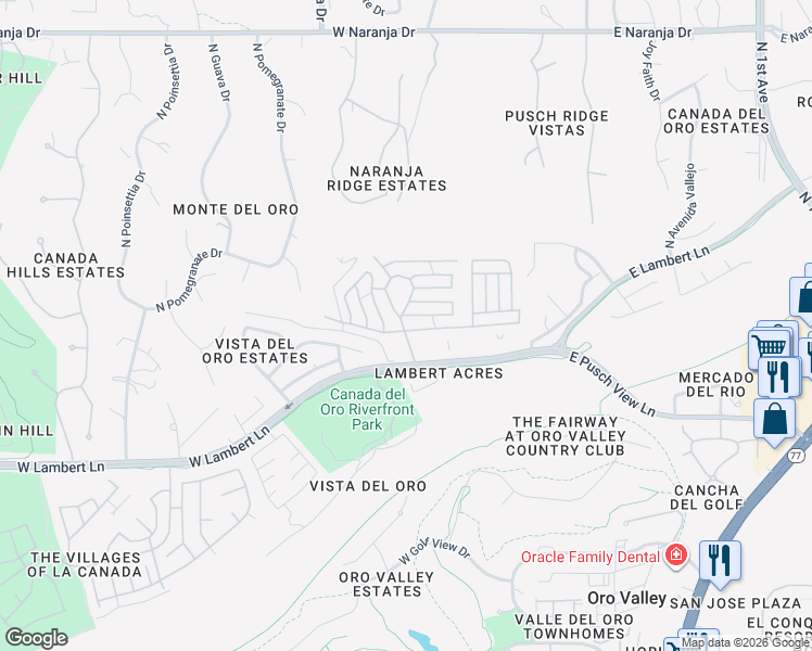 map of restaurants, bars, coffee shops, grocery stores, and more near 300 West Matterhorn Street in Tucson