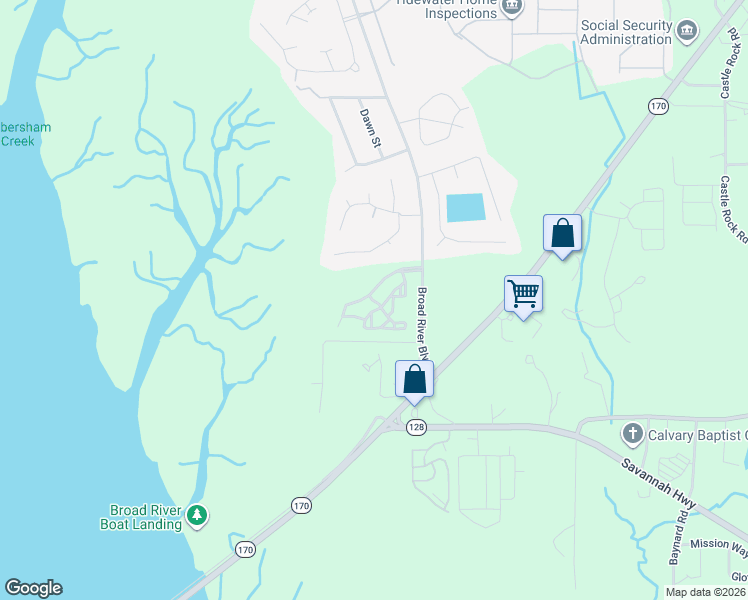 map of restaurants, bars, coffee shops, grocery stores, and more near 111 River Chase Boulevard in Beaufort