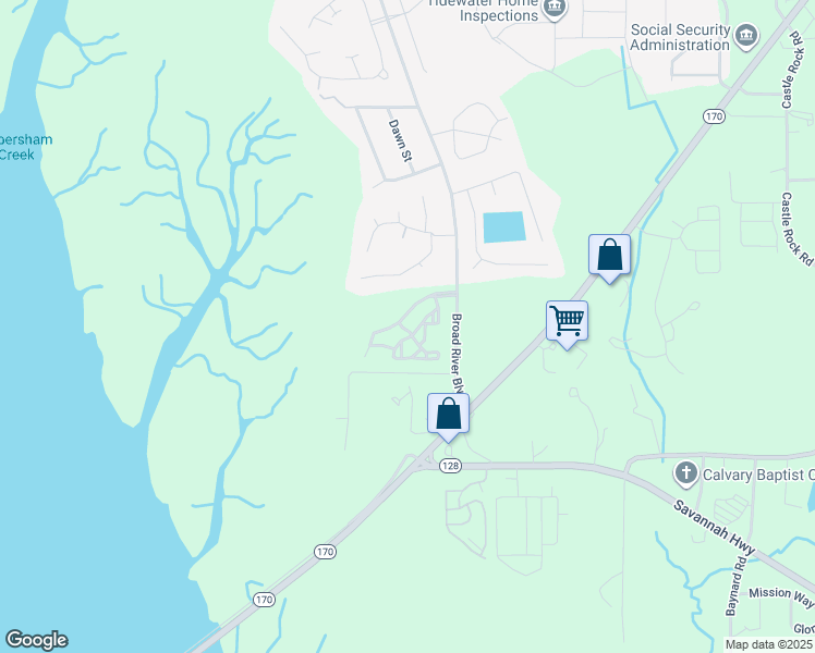 map of restaurants, bars, coffee shops, grocery stores, and more near 111 River Chase Boulevard in Beaufort