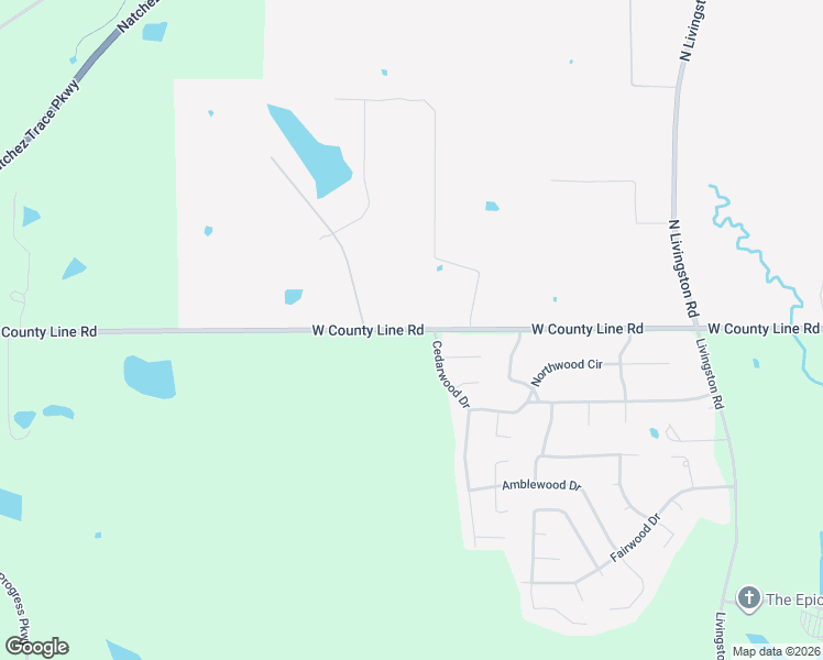 map of restaurants, bars, coffee shops, grocery stores, and more near 2382 West County Line Road in Ridgeland