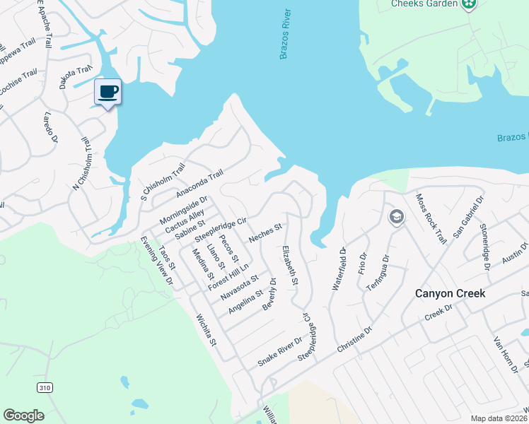 map of restaurants, bars, coffee shops, grocery stores, and more near 2620 Steepleridge Circle in Granbury