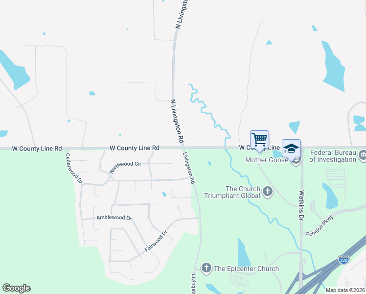 map of restaurants, bars, coffee shops, grocery stores, and more near North Livingston Road in Ridgeland