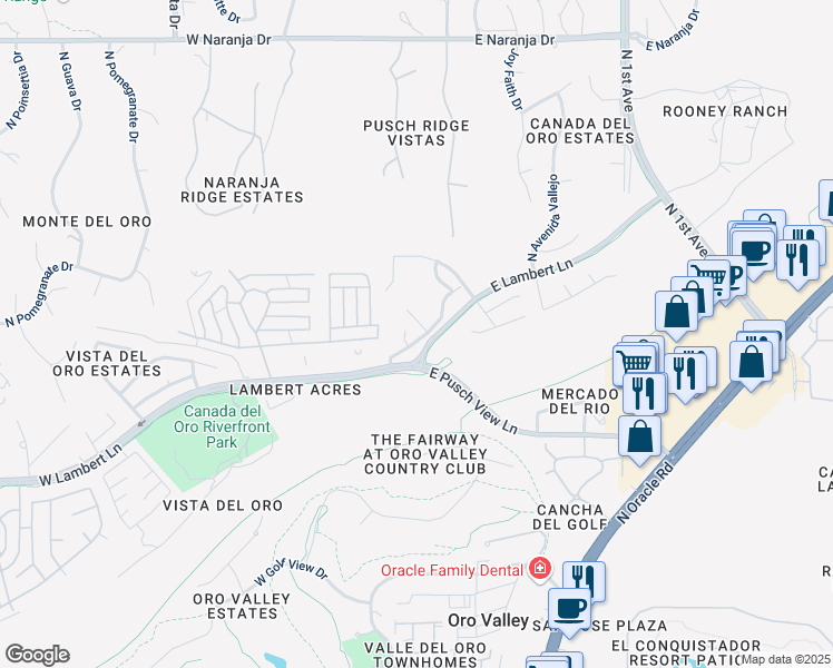 map of restaurants, bars, coffee shops, grocery stores, and more near 109 East Brearley Drive in Tucson