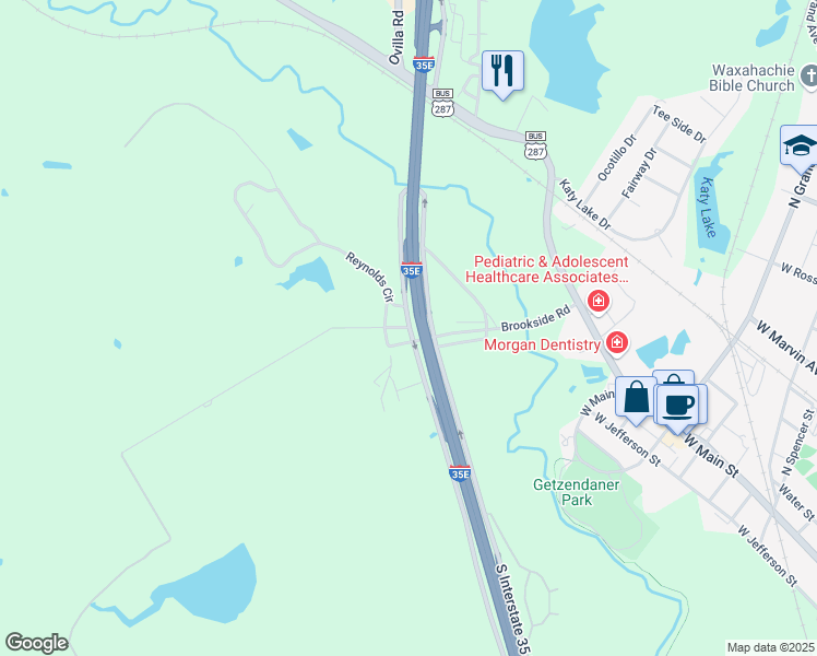 map of restaurants, bars, coffee shops, grocery stores, and more near 101 Kelly Bend in Waxahachie