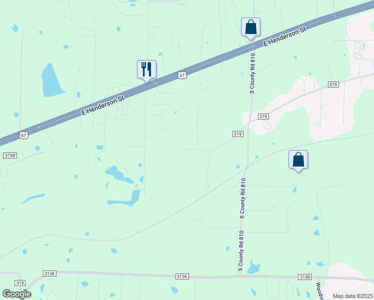 map of restaurants, bars, coffee shops, grocery stores, and more near 5400 County Road 319 in Alvarado
