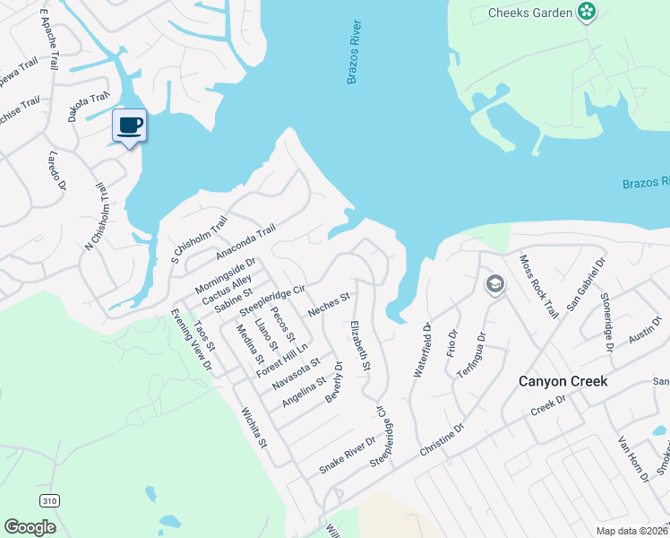 map of restaurants, bars, coffee shops, grocery stores, and more near 2620 Steepleridge Circle in Granbury