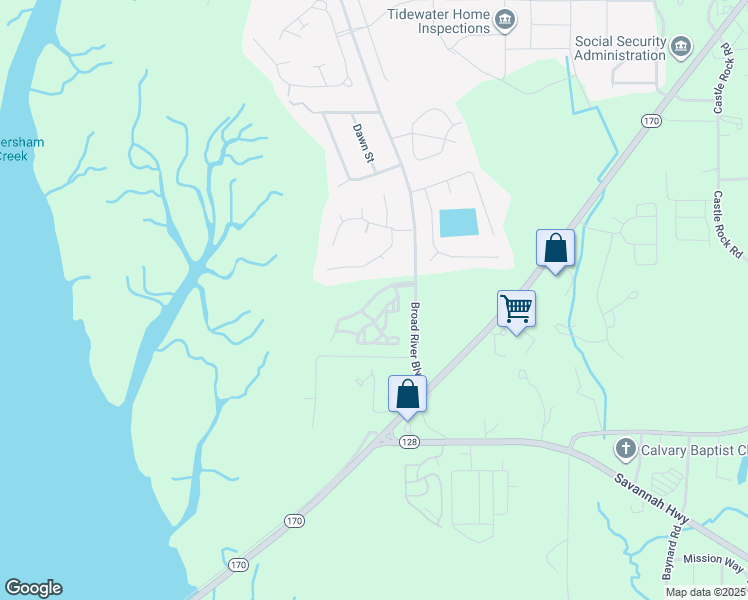 map of restaurants, bars, coffee shops, grocery stores, and more near 111 River Chase Boulevard in Beaufort