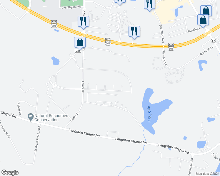 map of restaurants, bars, coffee shops, grocery stores, and more near 104 Aruba Avenue in Statesboro