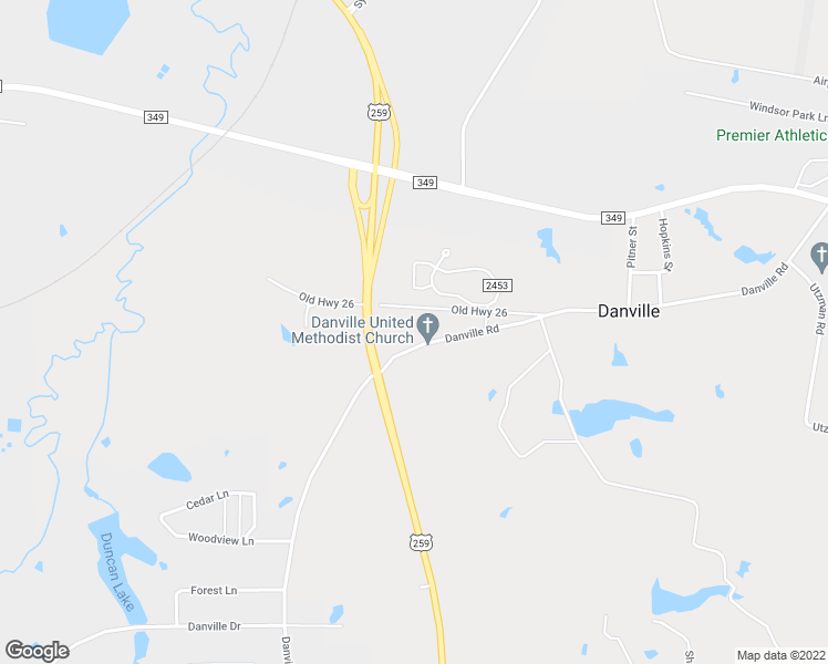 map of restaurants, bars, coffee shops, grocery stores, and more near 2060 Danville Road in Kilgore