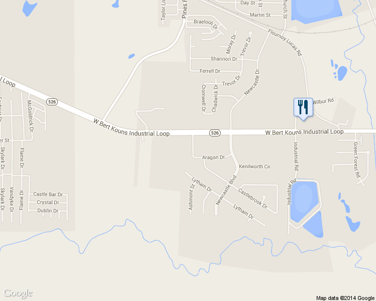 map of restaurants, bars, coffee shops, grocery stores, and more near 9228 West Aragon Drive in Shreveport
