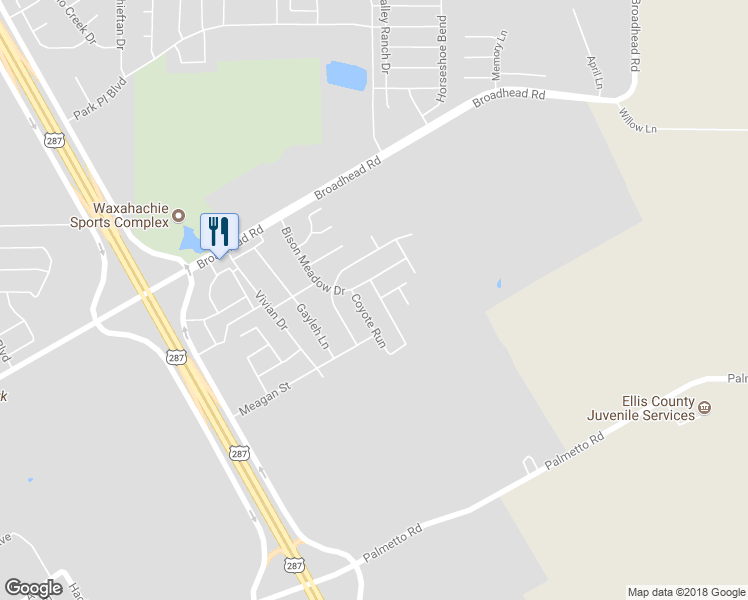 map of restaurants, bars, coffee shops, grocery stores, and more near 125 Fallen Rock Drive in Waxahachie