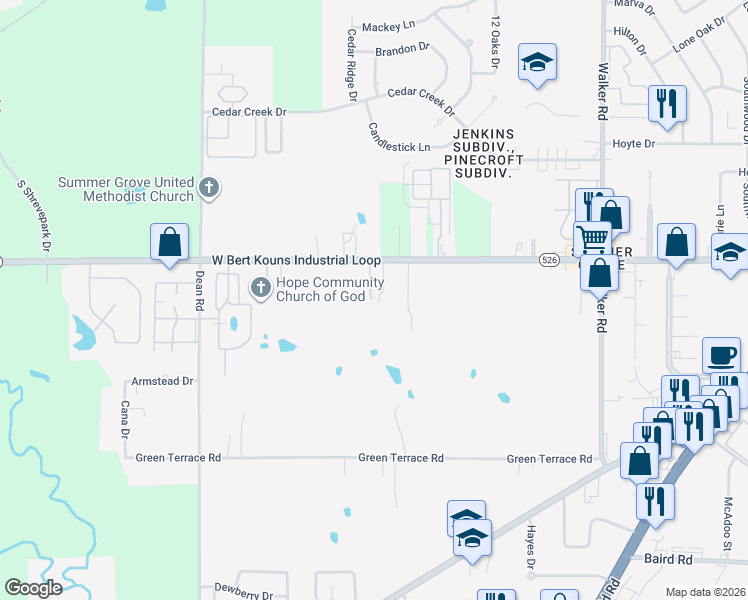 map of restaurants, bars, coffee shops, grocery stores, and more near 3219 West Bert Kouns Industrial Loop in Shreveport