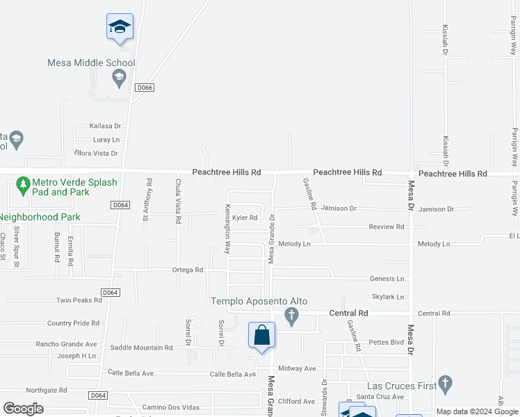 map of restaurants, bars, coffee shops, grocery stores, and more near 5016 Troybrook Road in Las Cruces