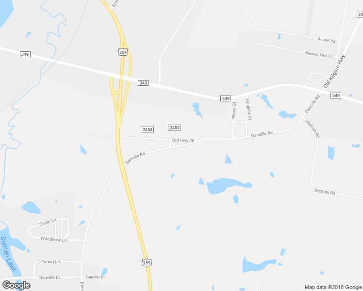 map of restaurants, bars, coffee shops, grocery stores, and more near 1900 Danville Road in Kilgore