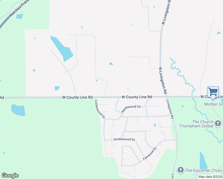 map of restaurants, bars, coffee shops, grocery stores, and more near 1920 West County Line Road in Ridgeland