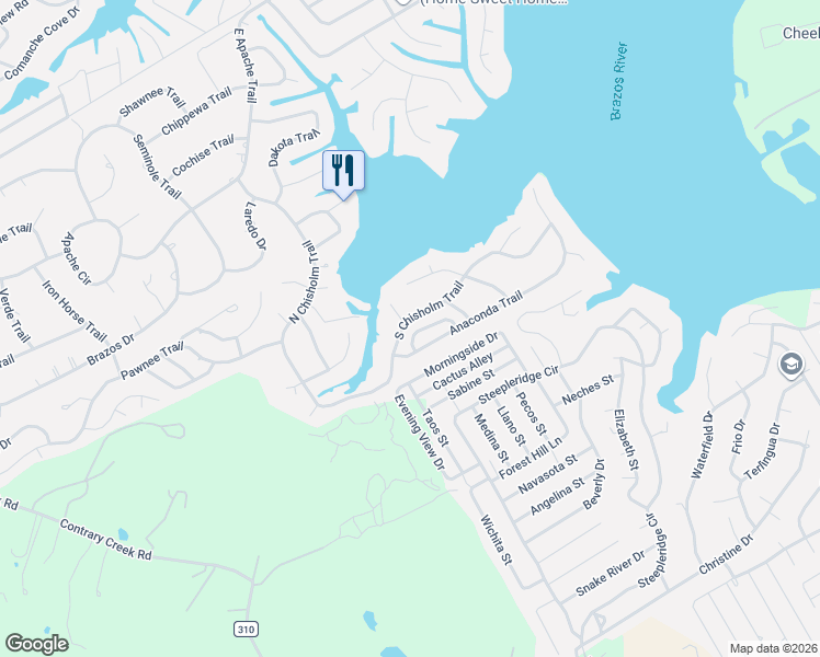 map of restaurants, bars, coffee shops, grocery stores, and more near 4303 Zuni Court in Granbury