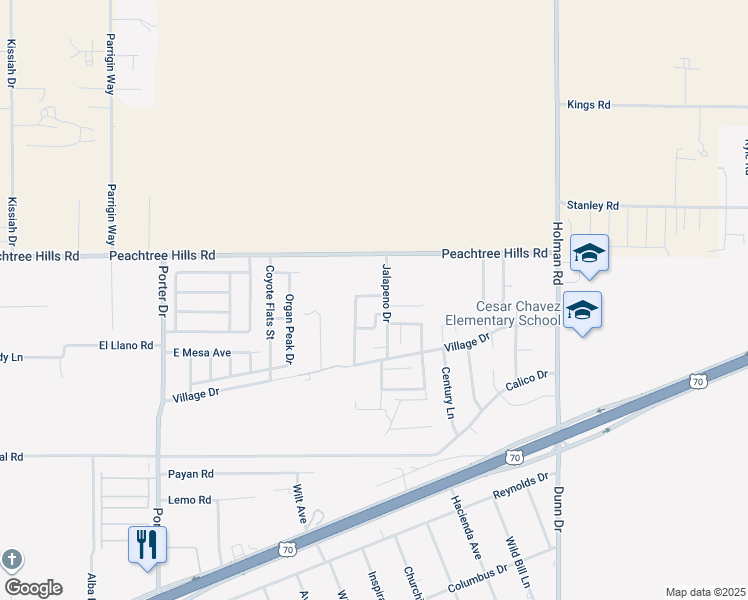 map of restaurants, bars, coffee shops, grocery stores, and more near 5870 Habanero Drive in Las Cruces