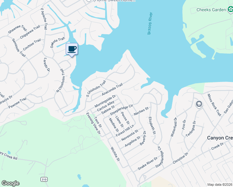 map of restaurants, bars, coffee shops, grocery stores, and more near 1609 Anaconda Trail in Granbury