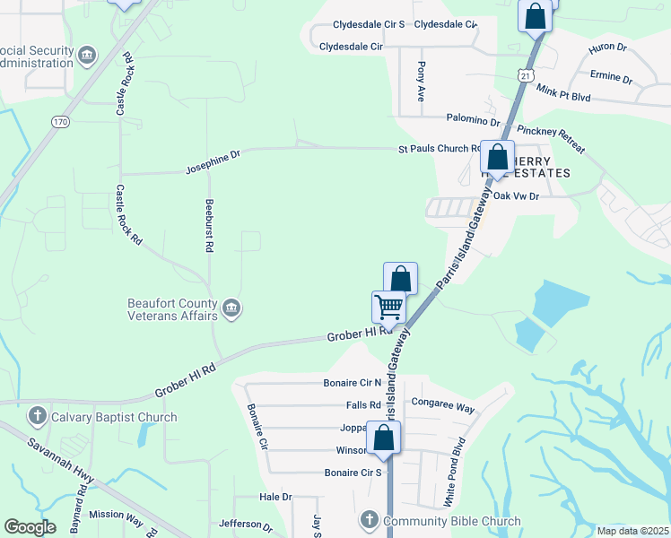 map of restaurants, bars, coffee shops, grocery stores, and more near 32 Grober Hill Rd in Beaufort