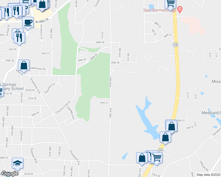 map of restaurants, bars, coffee shops, grocery stores, and more near 3880 10th Avenue in Meridian