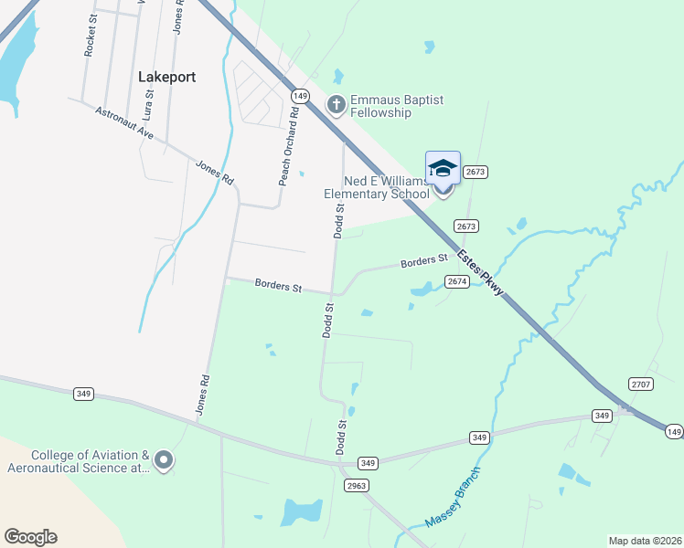 map of restaurants, bars, coffee shops, grocery stores, and more near 401 Borders Street in Longview