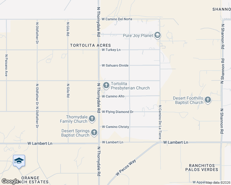 map of restaurants, bars, coffee shops, grocery stores, and more near 3640 West Camino Alto in Tucson