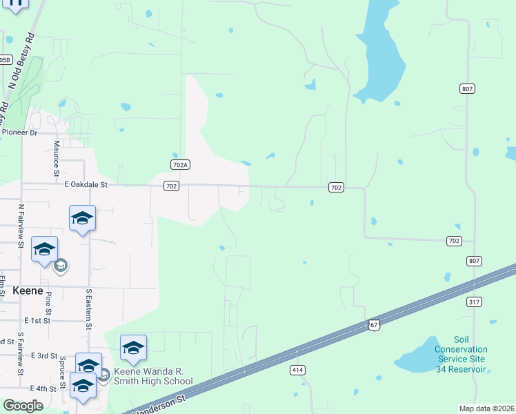map of restaurants, bars, coffee shops, grocery stores, and more near 801 County Road 702 in Cleburne