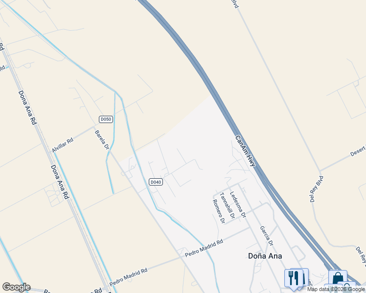 map of restaurants, bars, coffee shops, grocery stores, and more near 100 Diaz Road in Las Cruces