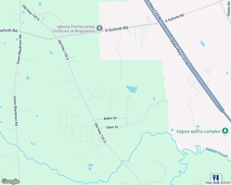 map of restaurants, bars, coffee shops, grocery stores, and more near 144 Private Road 3636 in Kilgore