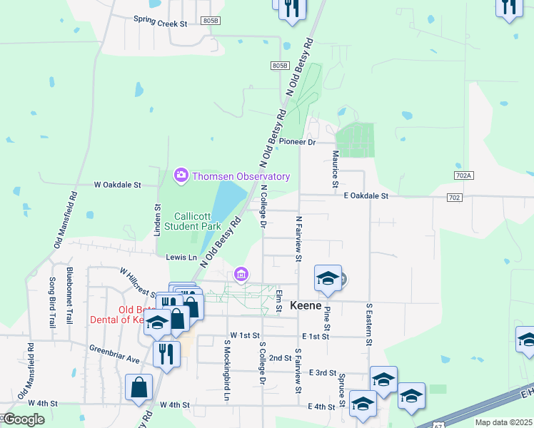 map of restaurants, bars, coffee shops, grocery stores, and more near 409 North College Drive in Keene