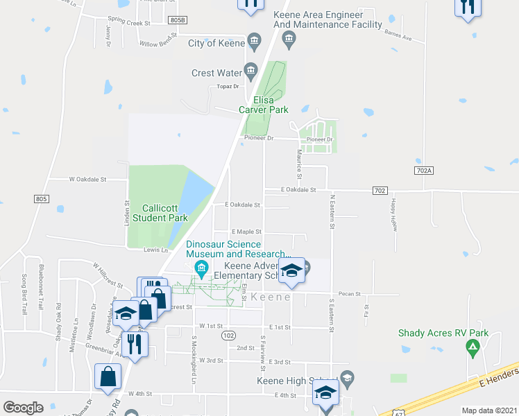 map of restaurants, bars, coffee shops, grocery stores, and more near 410 North Fairview Street in Keene